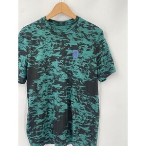 Topo Designs T-Shirt Mens Medium Green Abstract Camo Print Short Sleeve Cotton